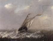 a smalschip on choppy seas,other shipping beyond, unknow artist